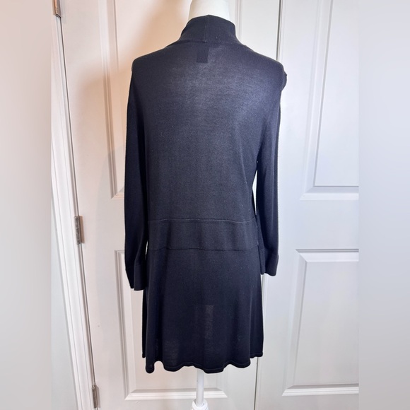 White House Black Market Black Long Minimalist Classic Cardigan Sweater Jacket M - Picture 2 of 9